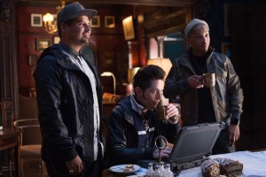 Marvel's Ant-Man L to R: Luis (Michael Peña), Kurt (David Dastmalchian), and Dave (T.I.)  Photo Credit: Zade Rosenthal © Marvel 2015