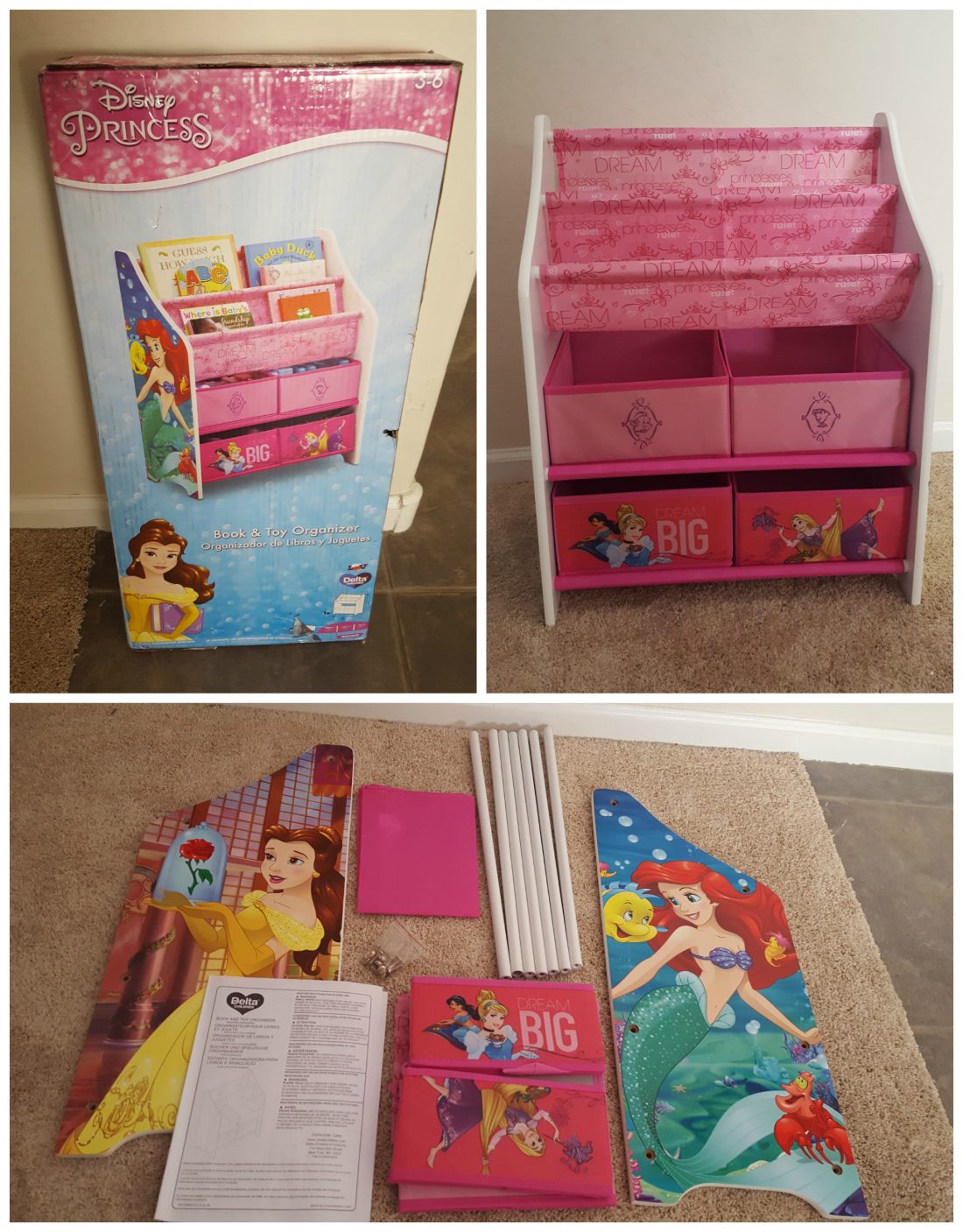 disney princess book & toy organizer by delta children